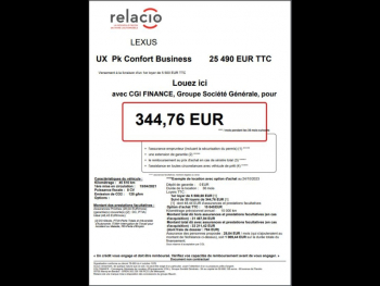 Photo 2 du bon plan LEXUS UX 250h 2WD Pack Confort Business + Stage Hybrid Academy MY22 occasion à 24900 €